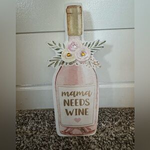 Decorative Wine Bottle Sign with Floral Design